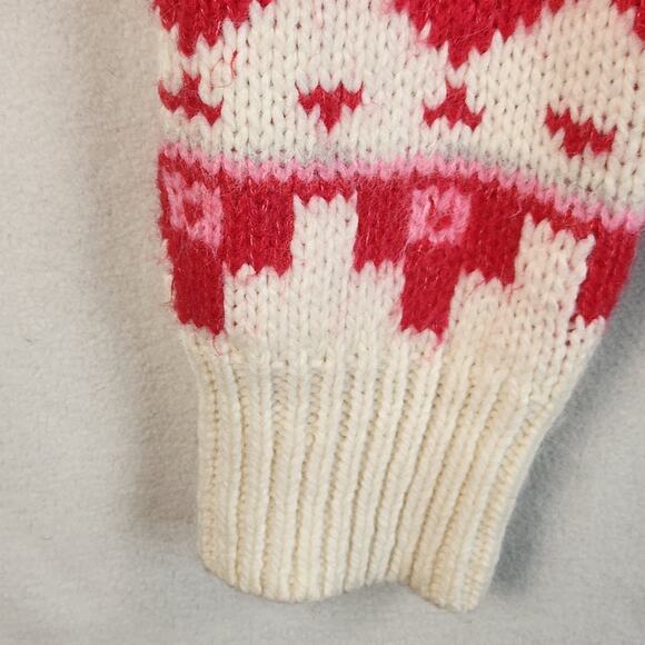 GAP Fair Isle Turtleneck Sweater Women's SZ M Wool/Alpaca Ski Sweater Red/Cream - Picture 5 of 12